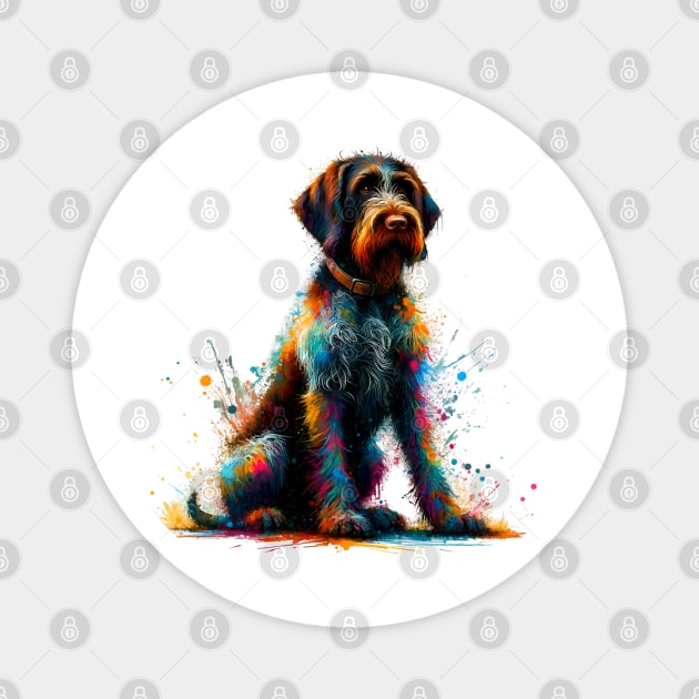 Vibrant Slovakian Wirehaired Pointer in Splash Art Magnet by ArtRUs